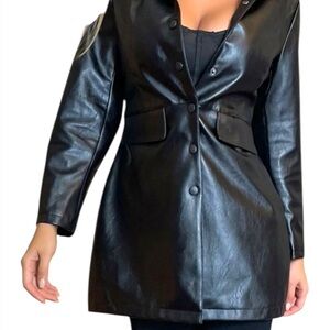 Delilah Wear Black Leather Blazer Jacket